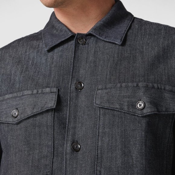 Hugo Boss Mens Relaxed Fit 'Narset Denim' Navy Candiani Denim Shirt, Medium - Picture 3 of 6